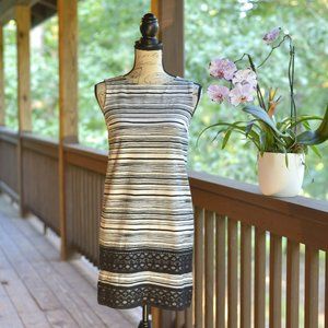 Ann Taylor striped dress with embroidery
